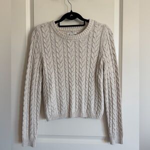 American Eagle Outfitters Cream Cable Knit Sweater